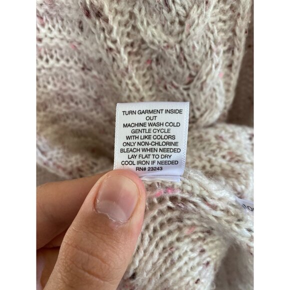 Soho New York & Company Womens Speckled Knit Cowl Neck Sweater M Ivory Pink - Picture 6 of 7